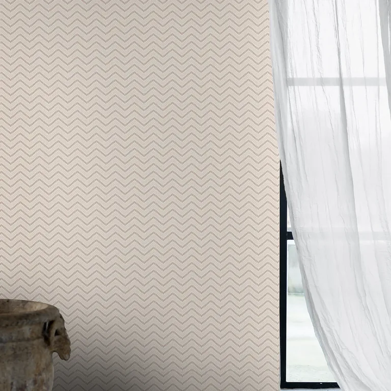 Schumacher CHEVRON DOTS wallpaper, color PEARL, SKU 6485