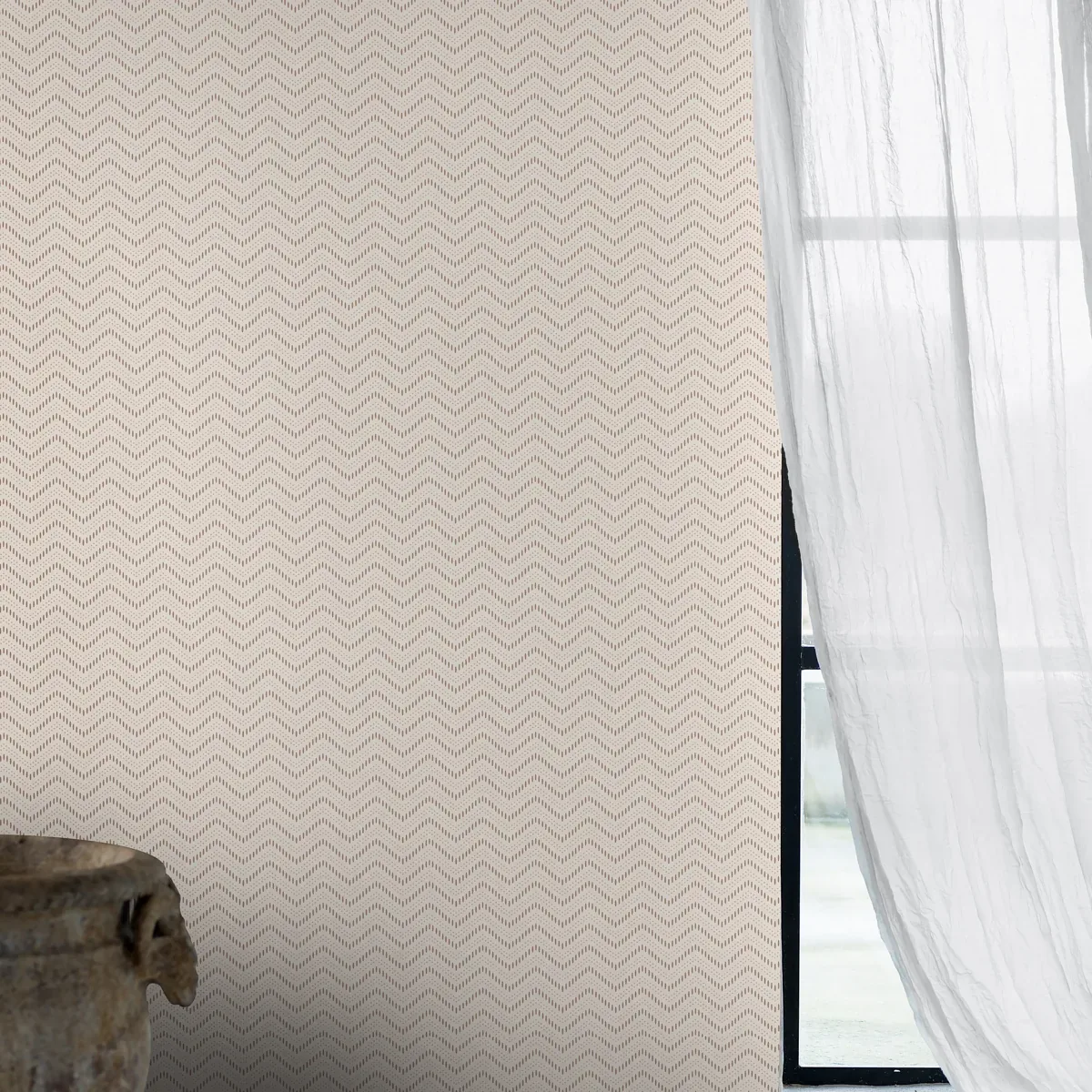 CHEVRON DOTS PEARL Schumacher Wallpaper wallpaper - SKU 6485