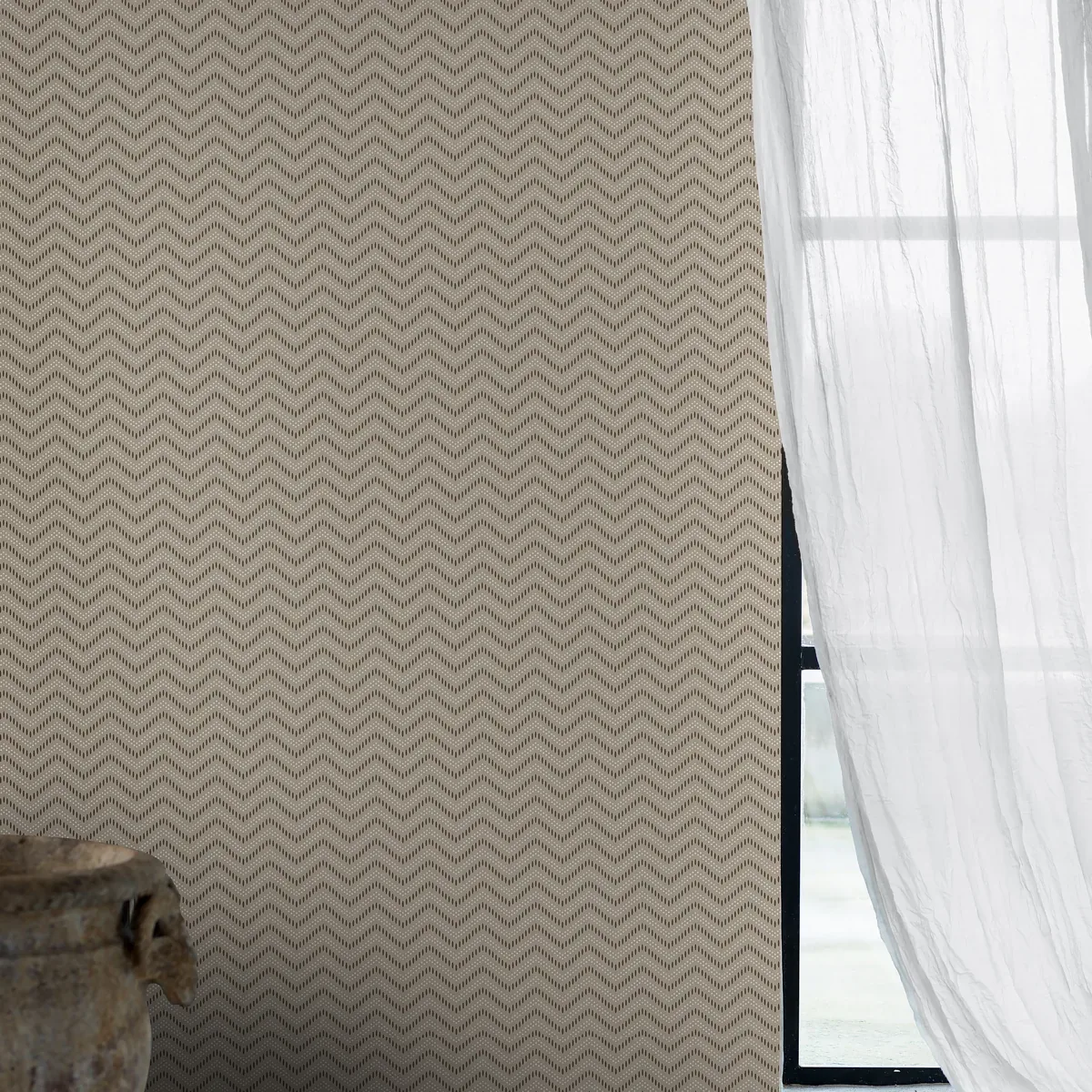 CHEVRON DOTS SILVER Schumacher Wallpaper wallpaper - SKU 6484