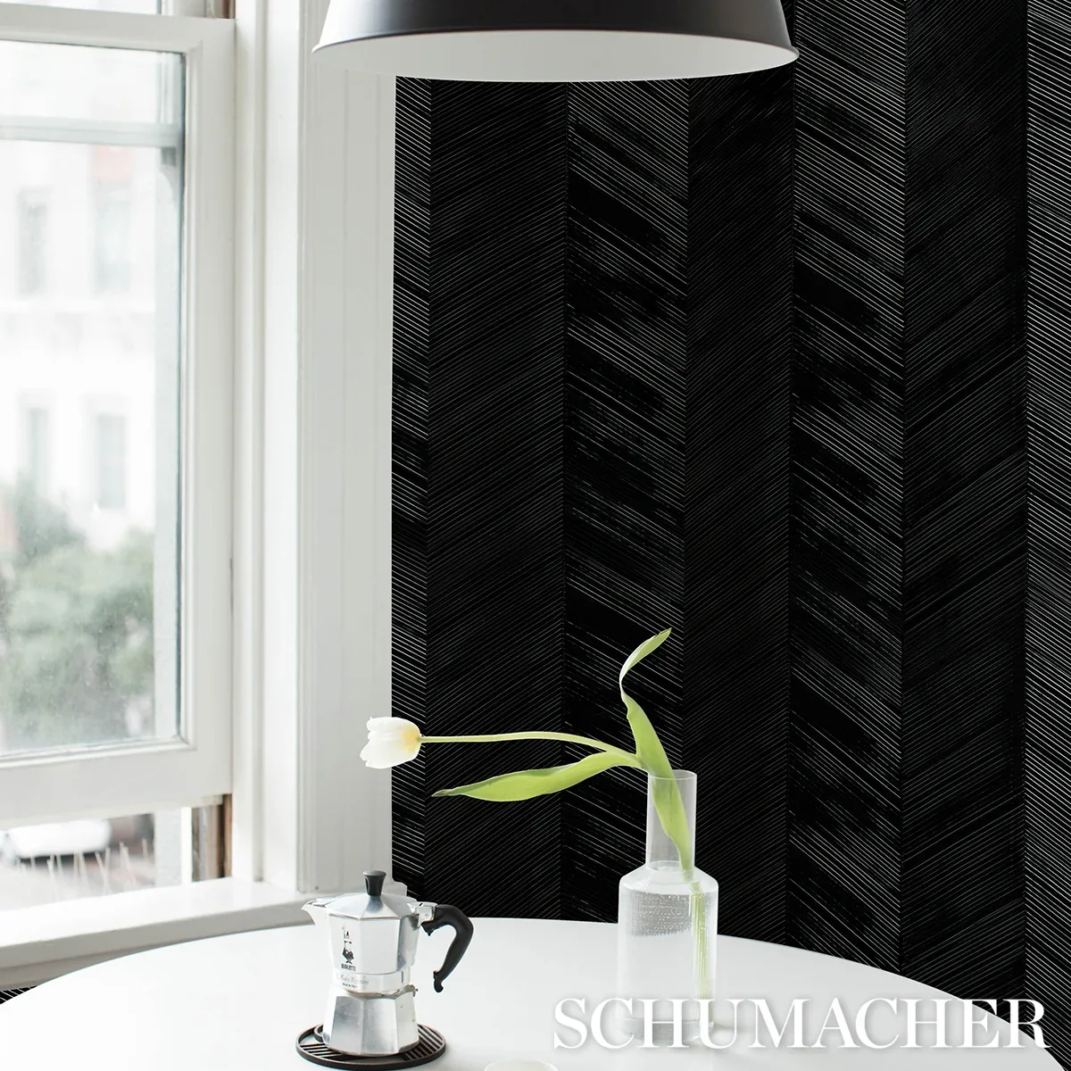 CHEVRON TEXTURE - ONYX Schumacher Wallpaper | Wallpaper Twin CHEVRON TEXTURE ONYX Schumacher Wallpaper wallpaper - SKU 5005655