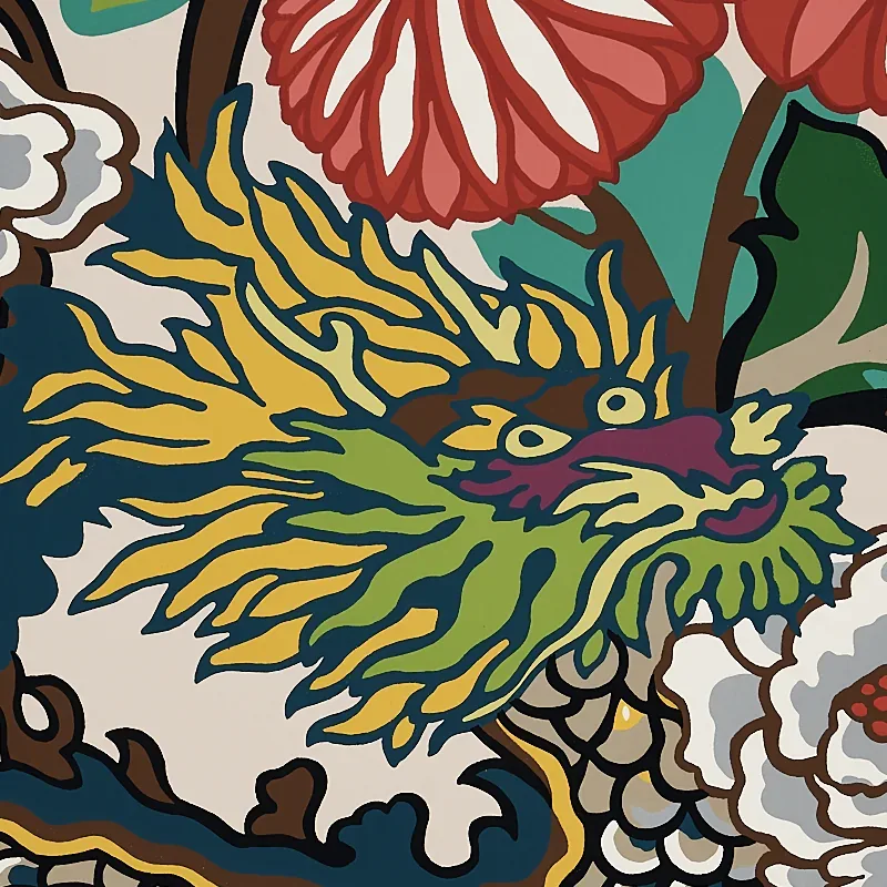 CHIANG MAI DRAGON - ALABASTER Schumacher Wallpaper | Wallpap CHIANG MAI DRAGON ALABASTER Schumacher Wallpaper wallpaper - SKU 5001063