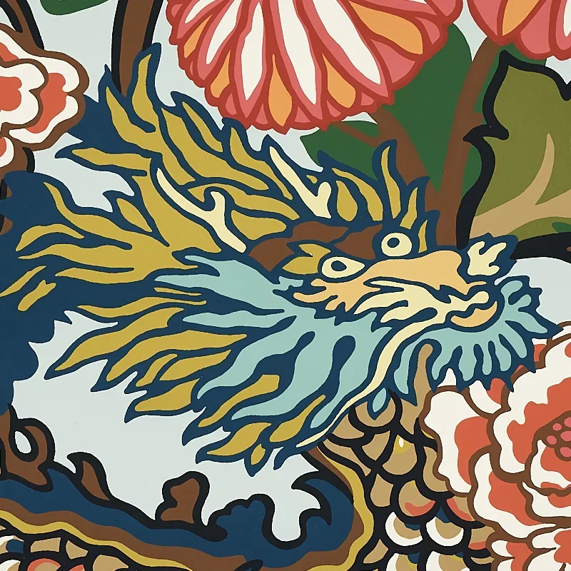 CHIANG MAI DRAGON - AQUAMARINE Schumacher Wallpaper | Wallpa CHIANG MAI DRAGON AQUAMARINE Schumacher Wallpaper wallpaper - SKU 5001060