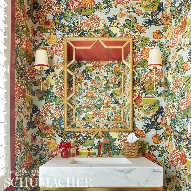 CHIANG MAI DRAGON - AQUAMARINE Schumacher Wallpaper | Wallpa CHIANG MAI DRAGON AQUAMARINE Schumacher Wallpaper wallpaper - SKU 5001060