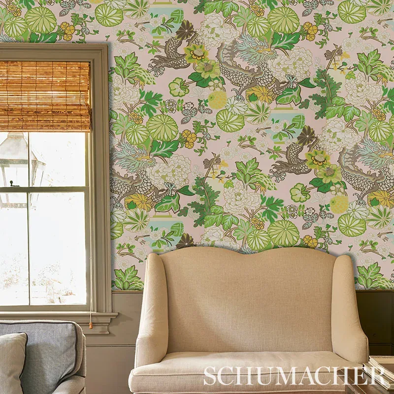 CHIANG MAI DRAGON - BLUSH Schumacher Wallpaper | Wallpaper T CHIANG MAI DRAGON BLUSH Schumacher Wallpaper wallpaper - SKU 5010590