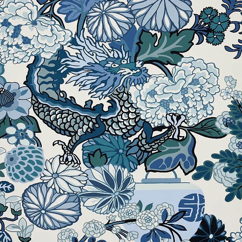CHIANG MAI DRAGON CHINA BLUE Schumacher Wallpaper wallpaper - SKU 5001062