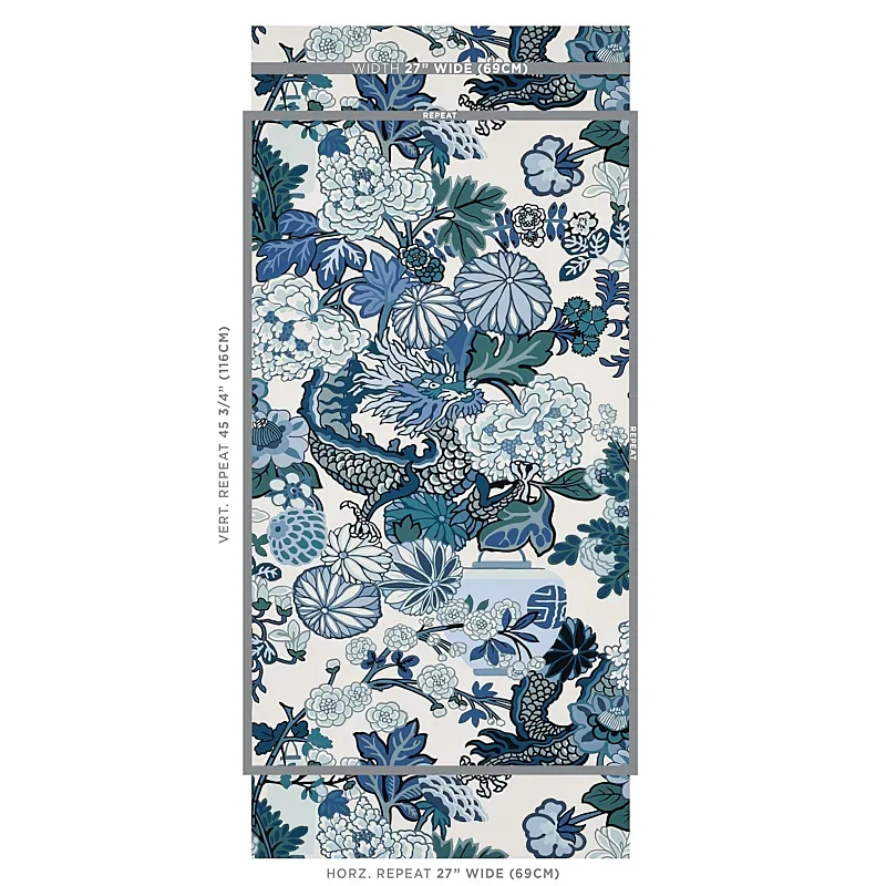 CHIANG MAI DRAGON CHINA BLUE Schumacher Wallpaper wallpaper - SKU 5001062