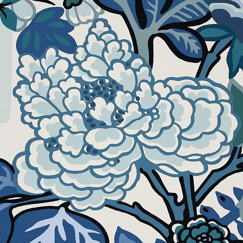 CHIANG MAI DRAGON - CHINA BLUE Schumacher Wallpaper | Wallpa CHIANG MAI DRAGON CHINA BLUE Schumacher Wallpaper wallpaper - SKU 5001062