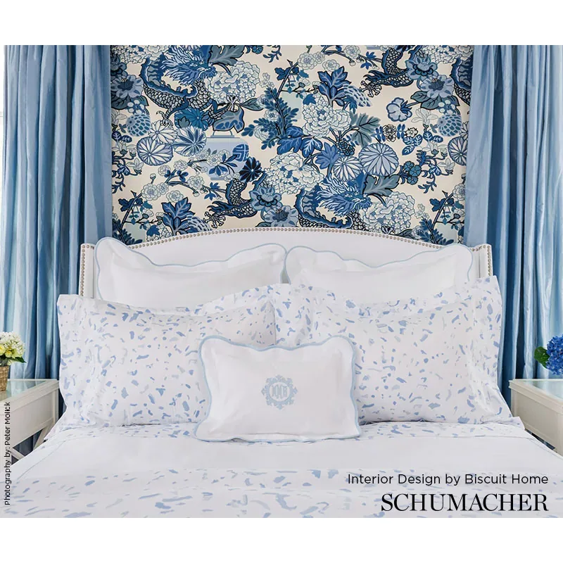 CHIANG MAI DRAGON - CHINA BLUE Schumacher Wallpaper | Wallpa CHIANG MAI DRAGON CHINA BLUE Schumacher Wallpaper wallpaper - SKU 5001062
