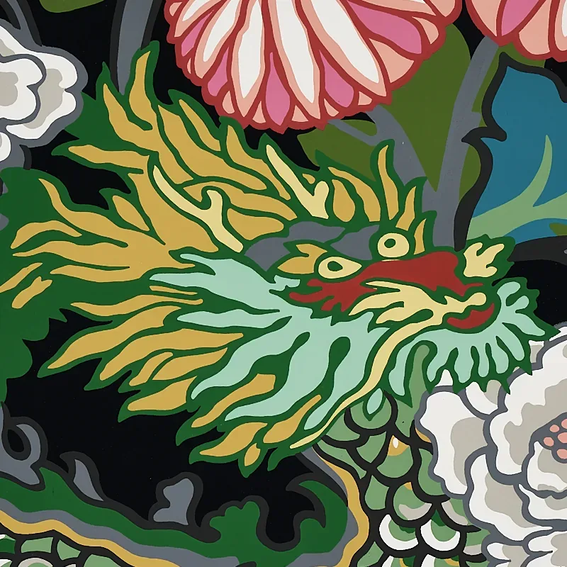CHIANG MAI DRAGON - EBONY Schumacher Wallpaper | Wallpaper T CHIANG MAI DRAGON EBONY Schumacher Wallpaper wallpaper - SKU 5001065