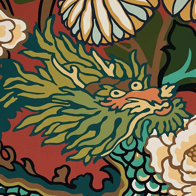 CHIANG MAI DRAGON - LACQUER Schumacher Wallpaper | Wallpaper CHIANG MAI DRAGON LACQUER Schumacher Wallpaper wallpaper - SKU 5001061