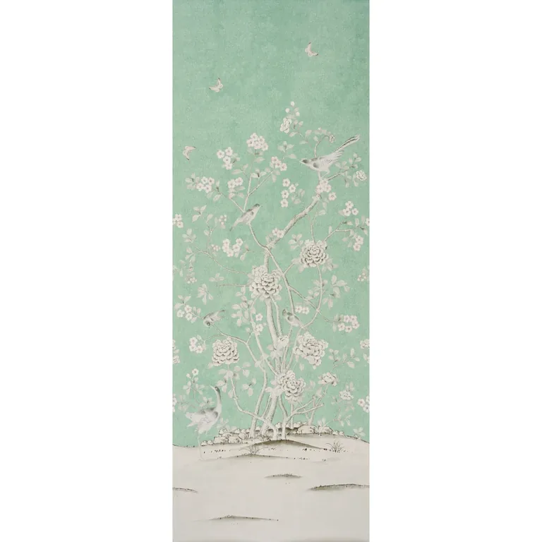 Schumacher CHINOIS PALAIS PANEL wallpaper, color AQUAMARINE, SKU 5007123