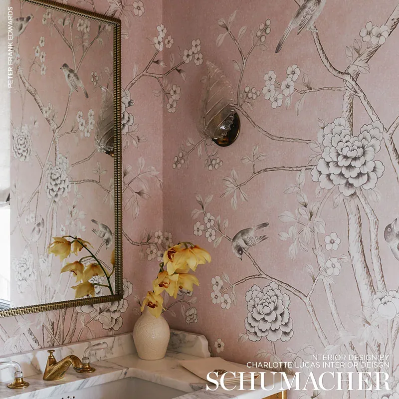 CHINOIS PALAIS PANEL BLUSH CONCH Schumacher Wallpaper wallpaper - SKU 5007121