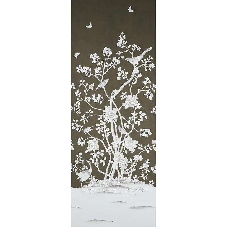 Schumacher CHINOIS PALAIS PANEL wallpaper, color CHOCOLATE, SKU 5007129
