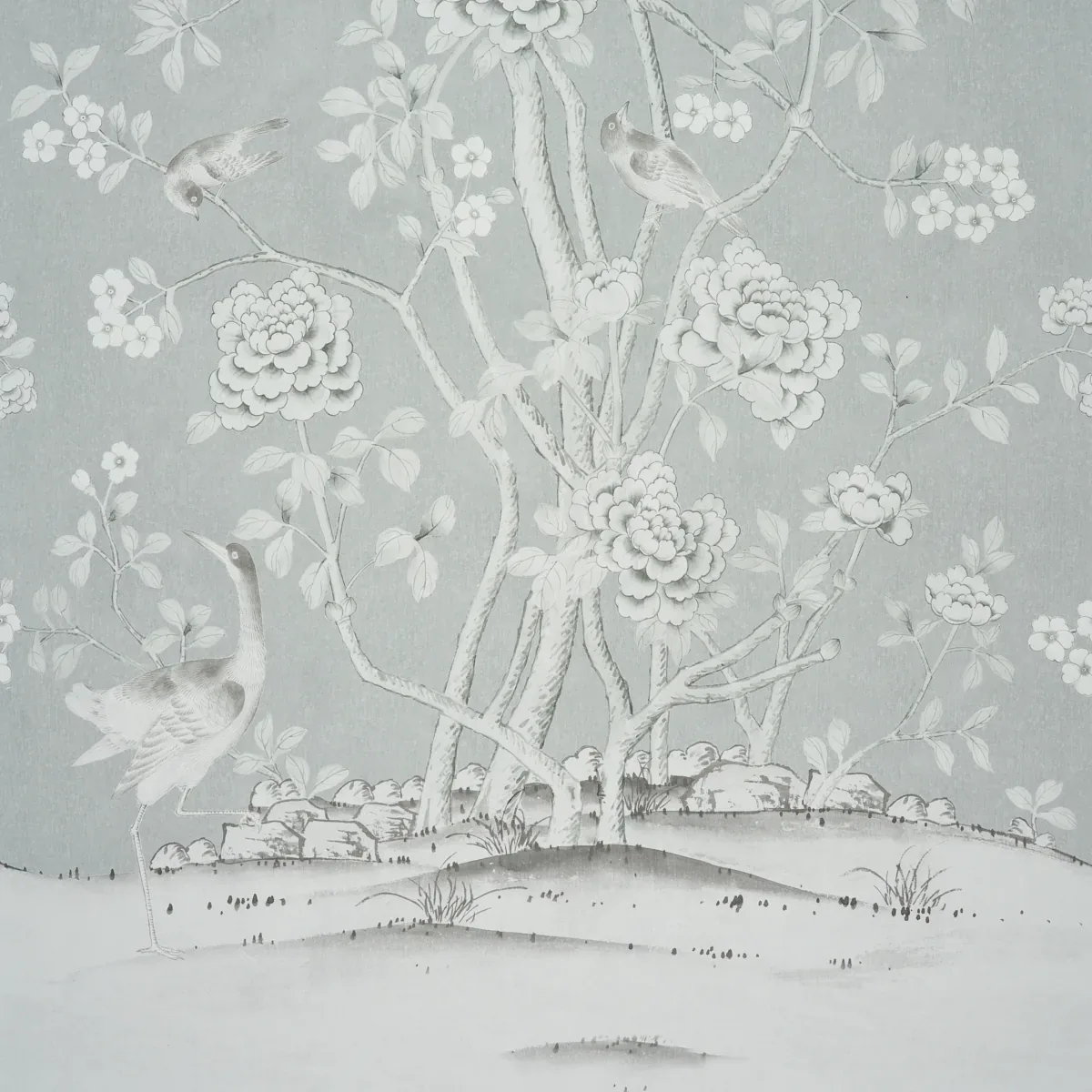 Schumacher CHINOIS PALAIS PANEL - GRISAILLE Wallpaper | Buy Online Schumacher CHINOIS PALAIS PANEL wallpaper, color GRISAILLE, SKU 5007125