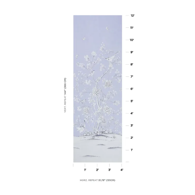 Schumacher CHINOIS PALAIS PANEL wallpaper, color LAVENDER, SKU 5007126