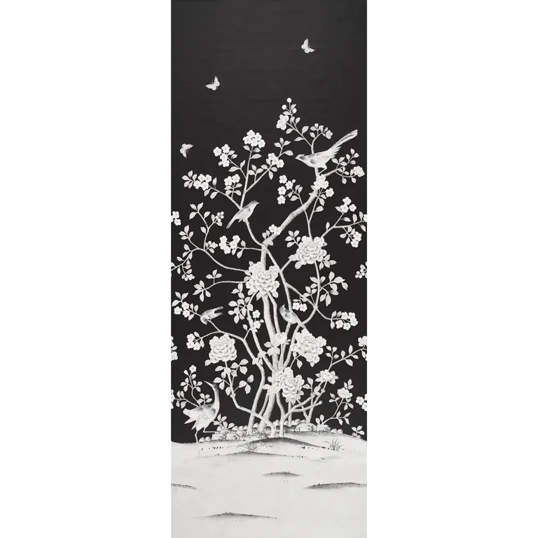 Schumacher CHINOIS PALAIS PANEL wallpaper, color NOIR, SKU 5007127