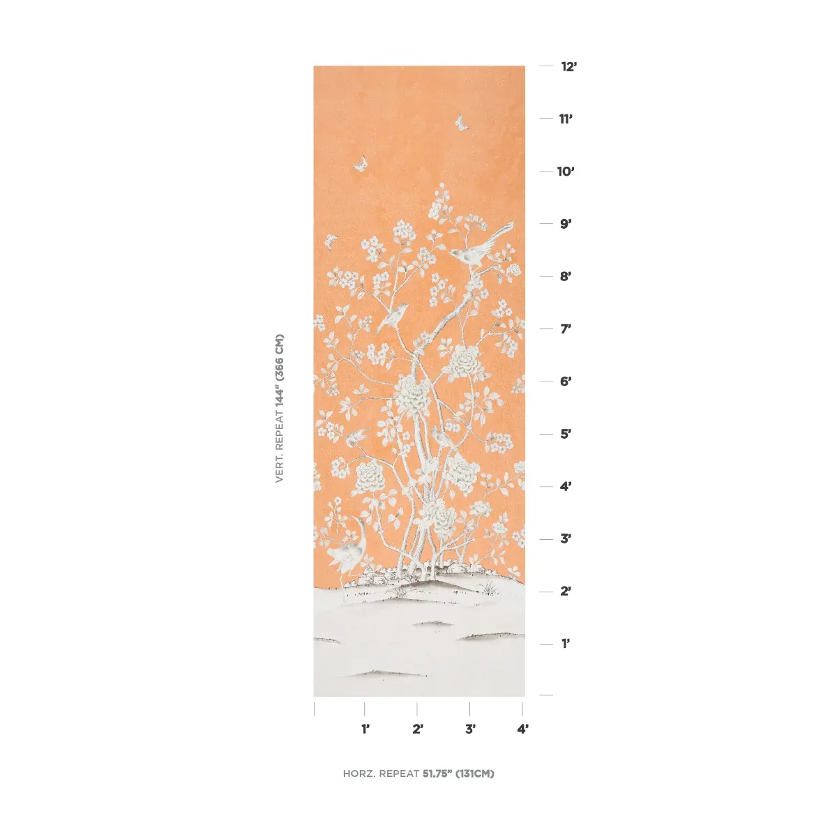 CHINOIS PALAIS PANEL TANGERINE Schumacher Wallpaper wallpaper - SKU 5007124