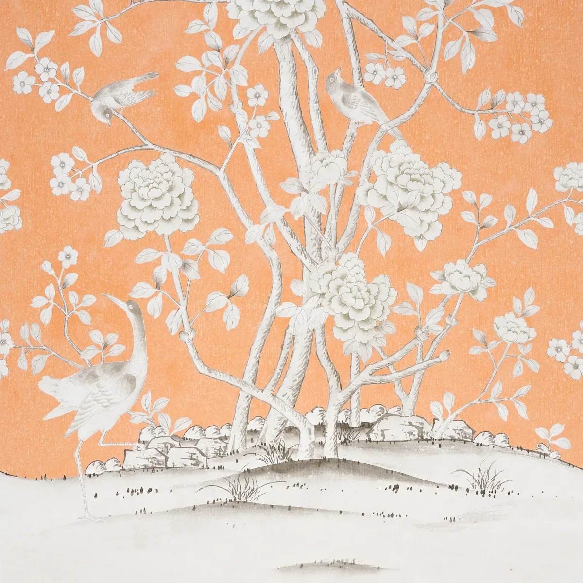 Schumacher CHINOIS PALAIS PANEL - TANGERINE Wallpaper | Buy Online Schumacher CHINOIS PALAIS PANEL wallpaper, color TANGERINE, SKU 5007124