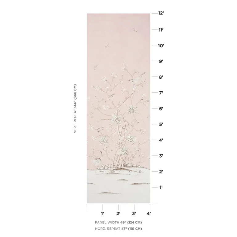 Schumacher CHINOIS PALAIS VINYL PANEL wallpaper, color BLUSH, SKU 5010160
