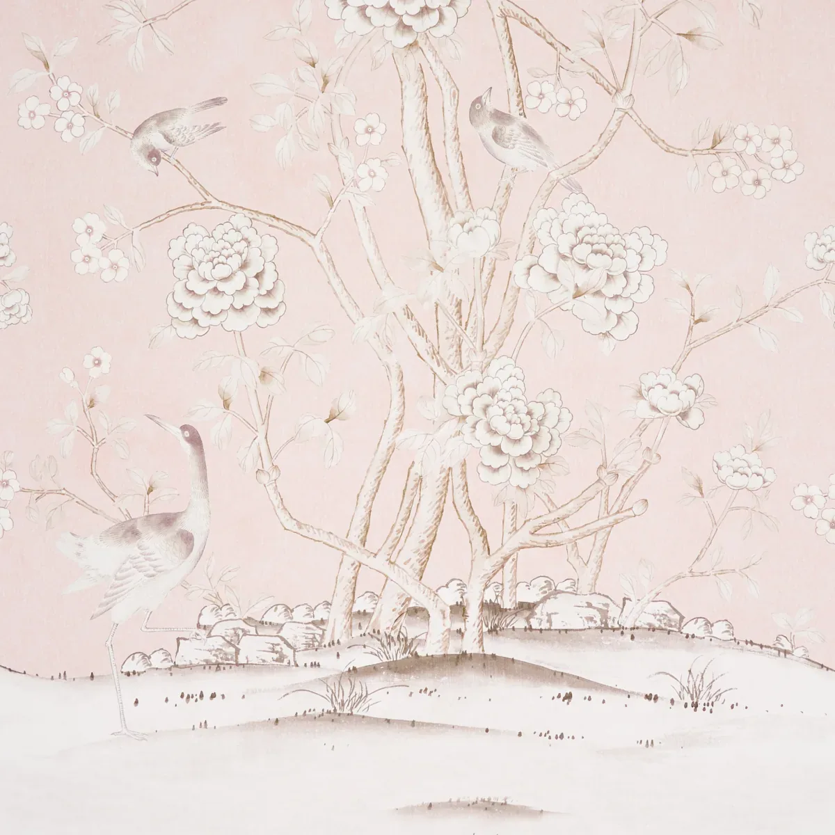 CHINOIS PALAIS VINYL PANEL BLUSH Schumacher Wallpaper wallpaper - SKU 5010160