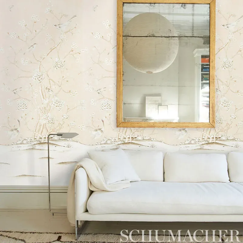 CHINOIS PALAIS VINYL PANEL BLUSH Schumacher Wallpaper wallpaper - SKU 5010160