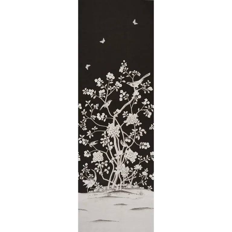 Schumacher CHINOIS PALAIS VINYL PANEL wallpaper, color NOIR, SKU 5010162