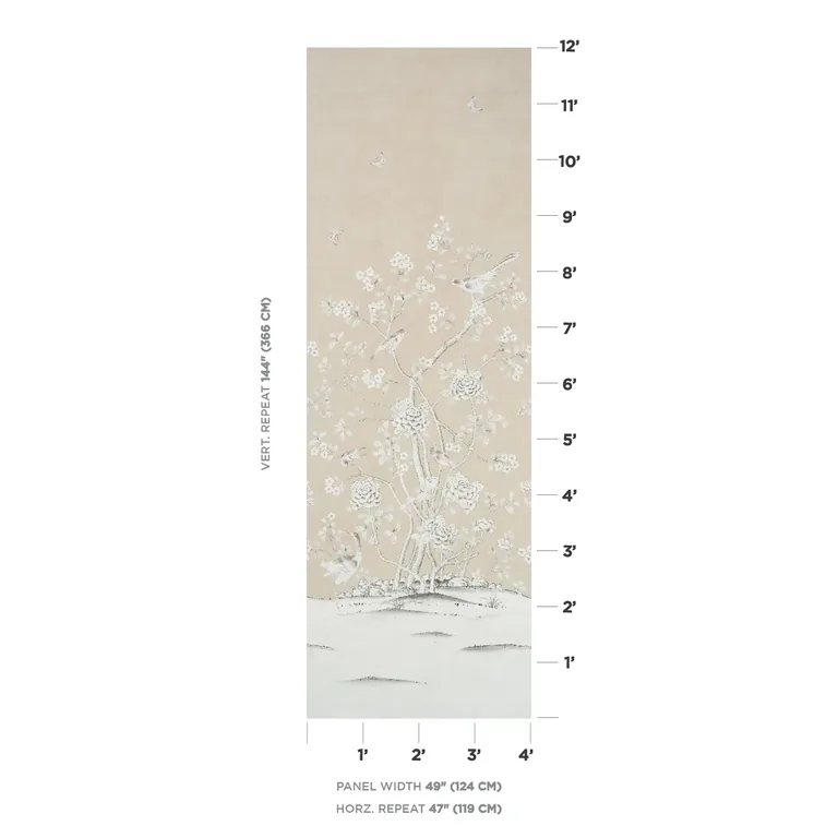 Schumacher CHINOIS PALAIS VINYL PANEL wallpaper, color STONE, SKU 5010161