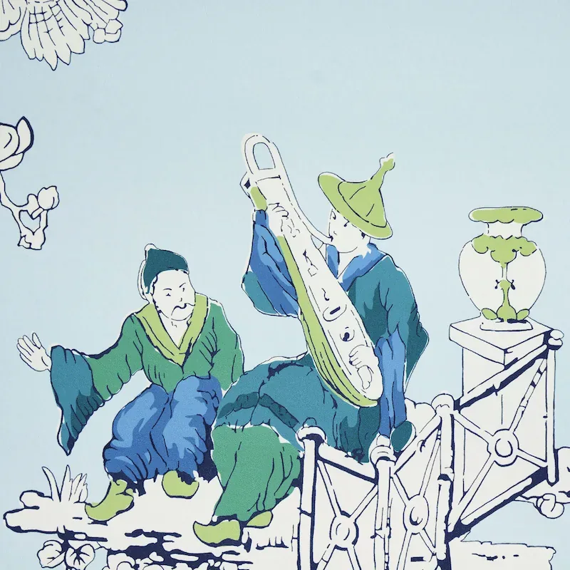 CHINOISERIE MODERNE - BLUE Schumacher Wallpaper | Wallpaper CHINOISERIE MODERNE BLUE Schumacher Wallpaper wallpaper - SKU 5011650