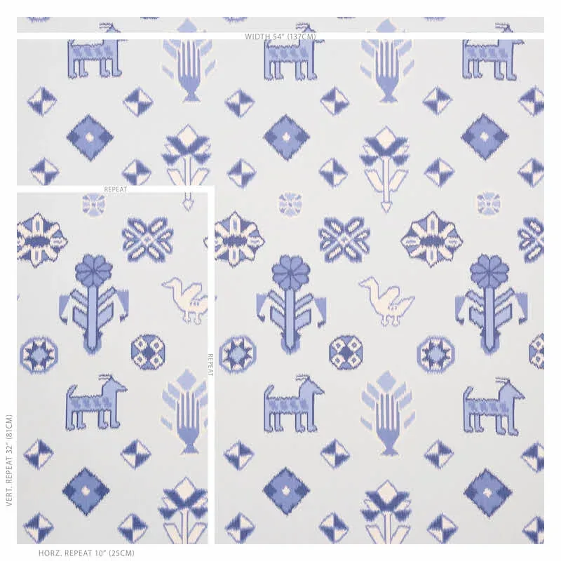 CHUSKA WARP PRINT BLUE Schumacher Wallpaper wallpaper - SKU 5010870