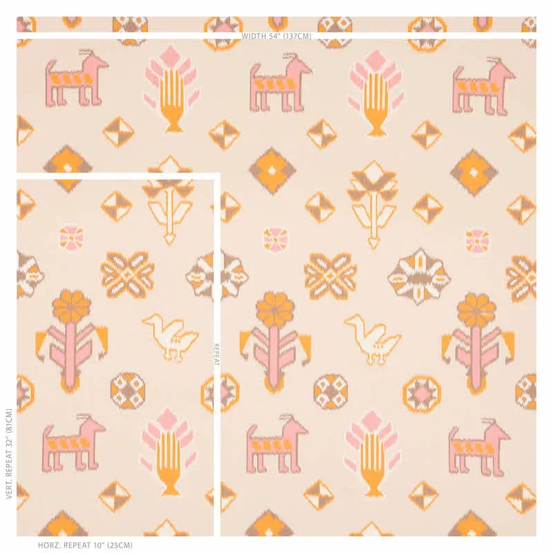 CHUSKA WARP PRINT PINK & ORANGE Schumacher Wallpaper wallpaper - SKU 5010871