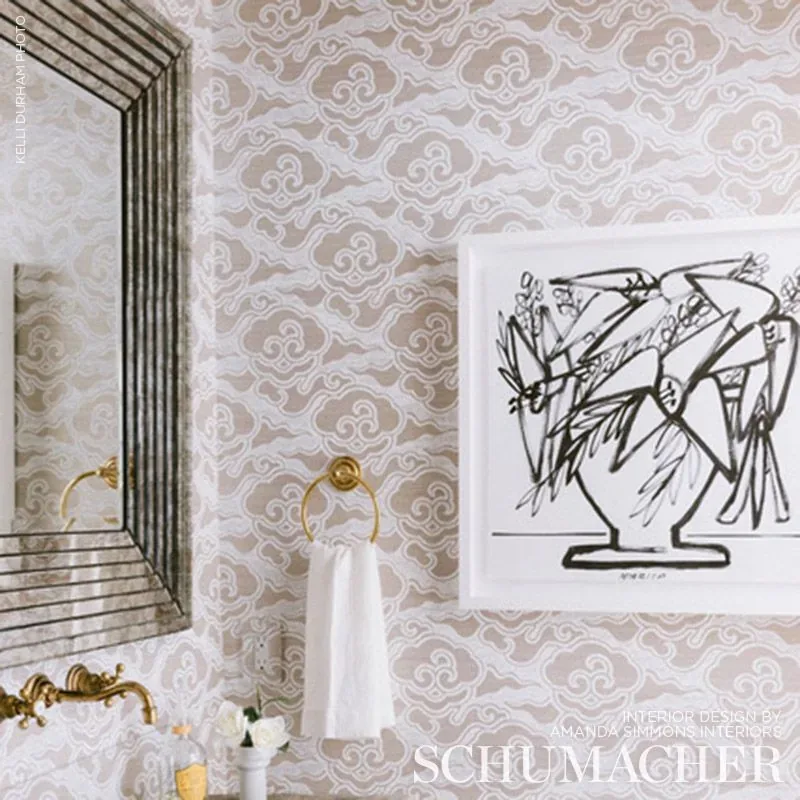 CIRRUS CLOUDS SISAL FOG & CHALK Schumacher Wallpaper wallpaper - SKU 5006062