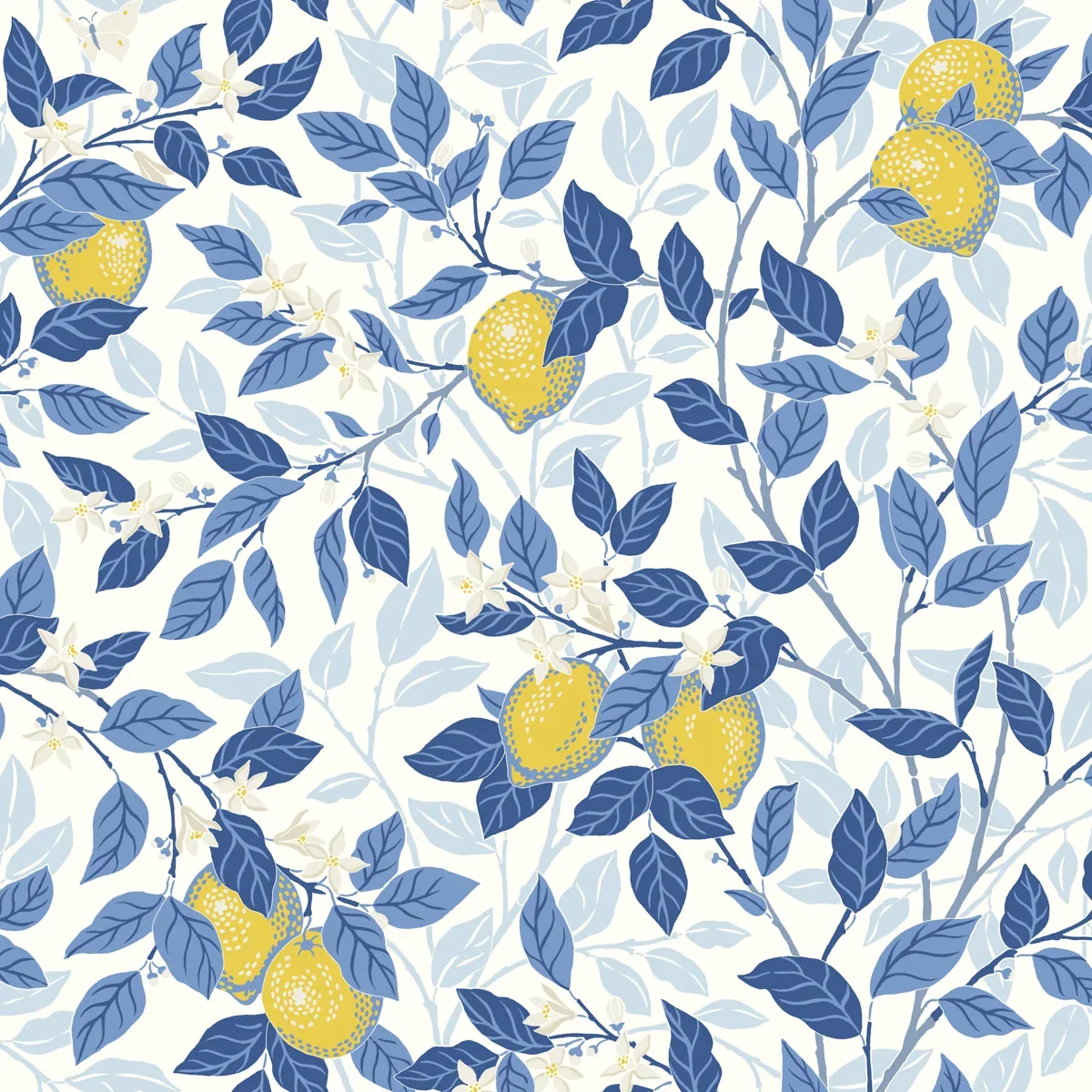 CITRONTRÄD BLUE AND YELLOW Schumacher Wallpaper wallpaper - SKU 6150
