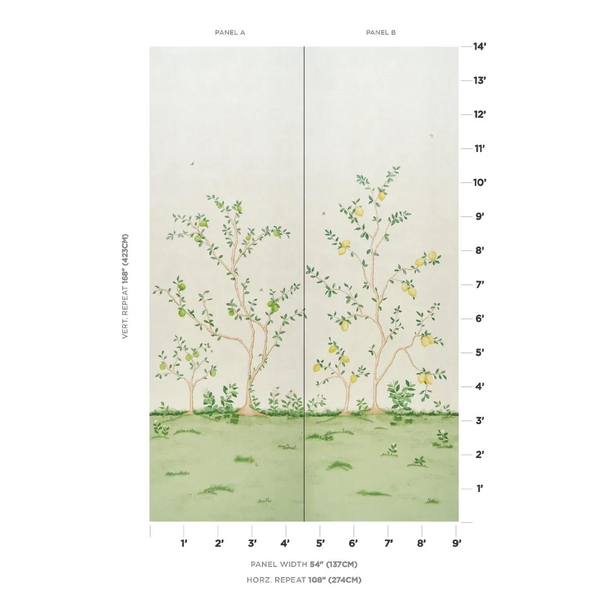 CITRUS BLOSSOM 2 PANEL SET CREAM Schumacher Wallpaper wallpaper - SKU 5017160