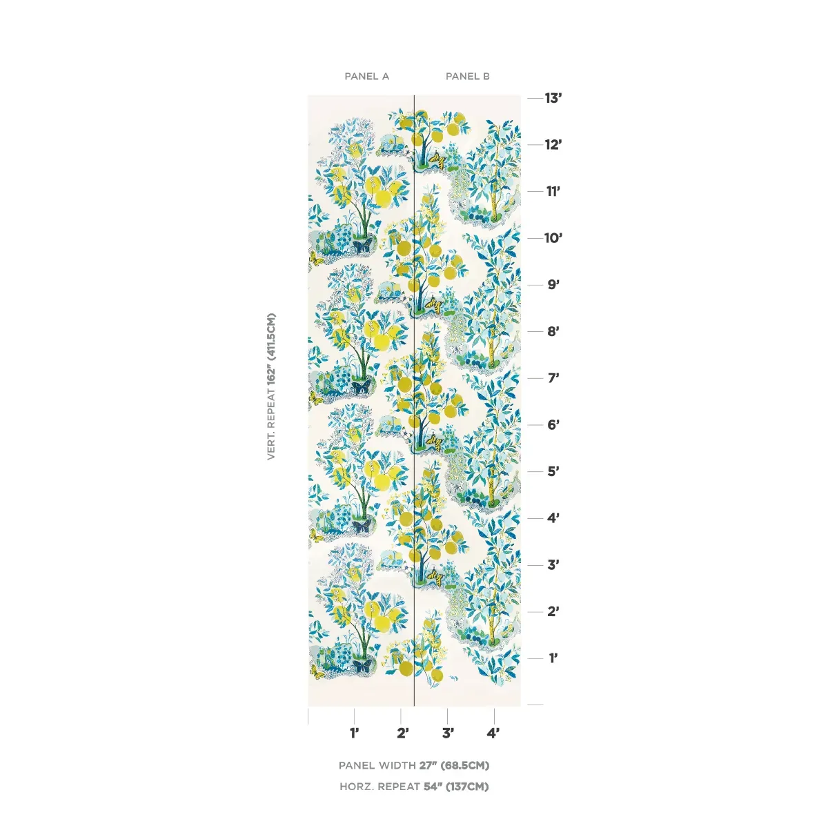 CITRUS GARDEN PANEL SET POOL Schumacher Wallpaper wallpaper - SKU 5008411
