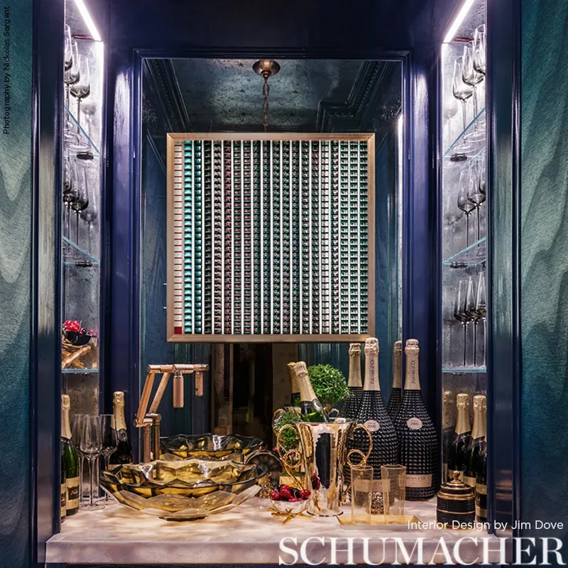 CLARIDGE INDIGO Schumacher Wallpaper wallpaper - SKU 5008450