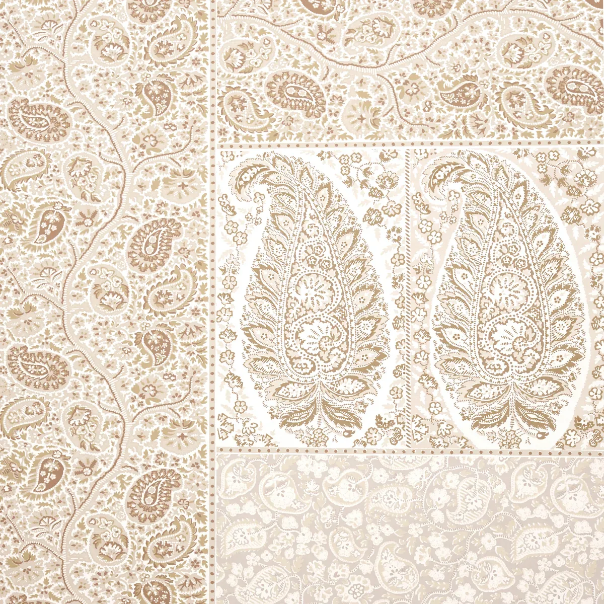 COLMERY PAISLEY PANEL SET PARCHMENT Schumacher Wallpaper wallpaper - SKU 5015511