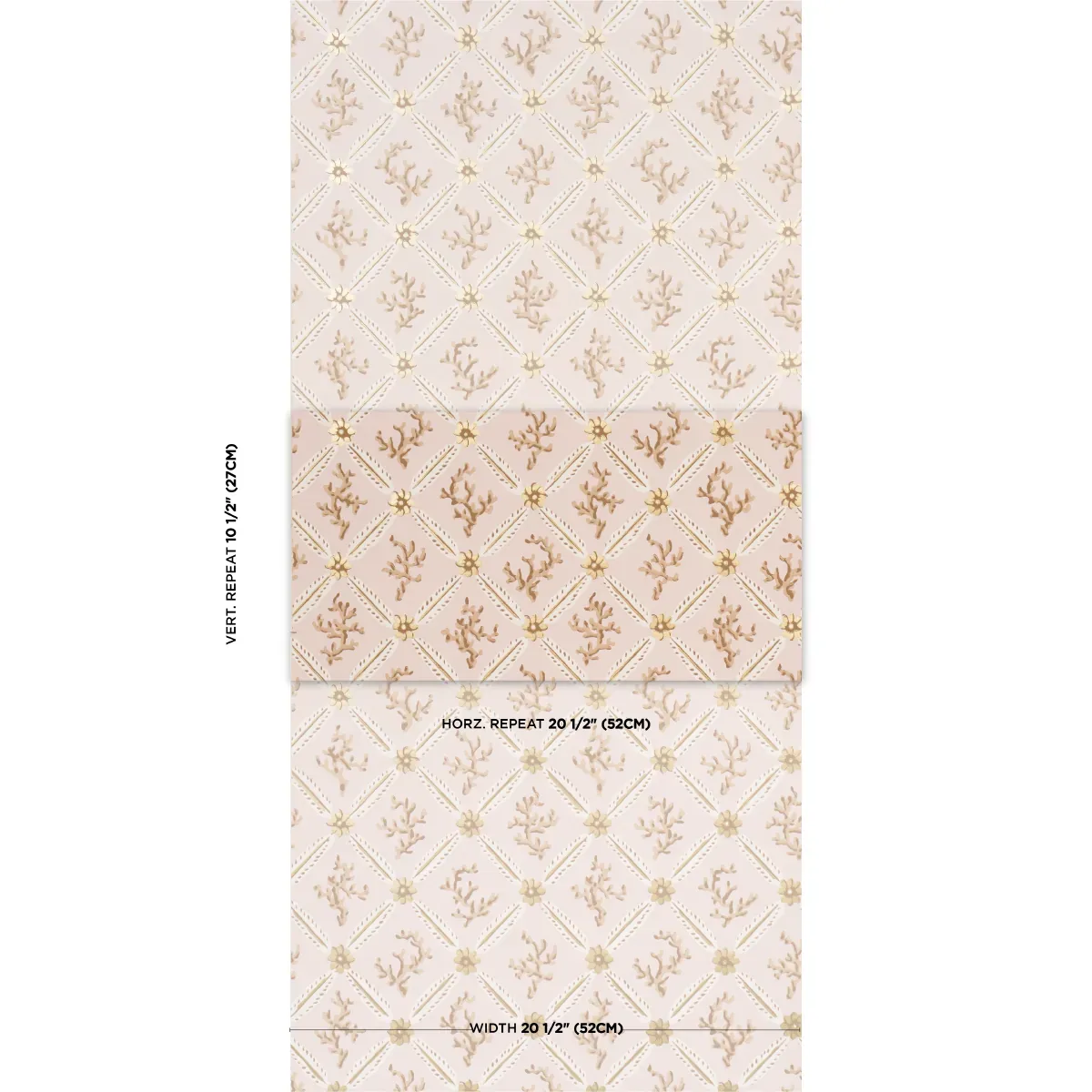 CORAIL LEAF TRELLIS - BLUSH Schumacher Wallpaper | Wallpaper CORAIL LEAF TRELLIS BLUSH Schumacher Wallpaper wallpaper - SKU 5016642