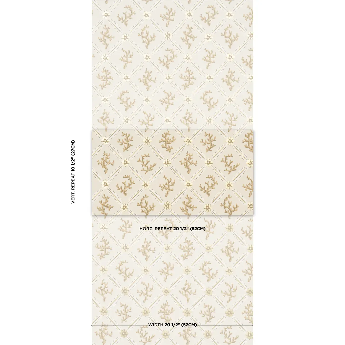 CORAIL LEAF TRELLIS CHAMPAGNE Schumacher Wallpaper wallpaper - SKU 5016640