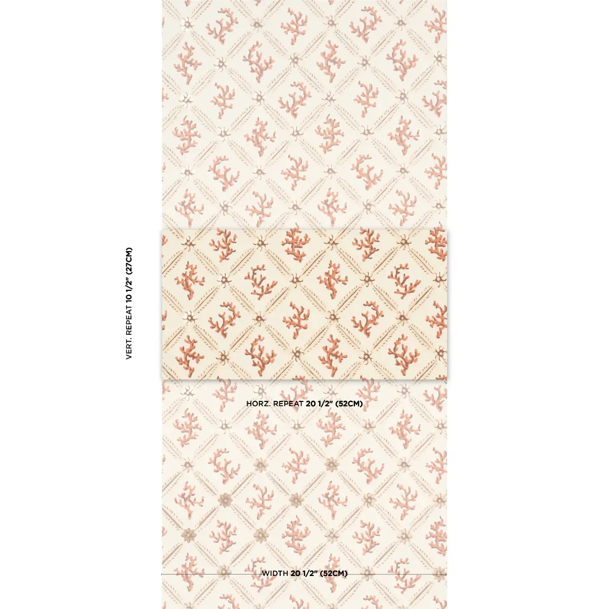 CORAIL LEAF TRELLIS CORAL Schumacher Wallpaper wallpaper - SKU 5016641