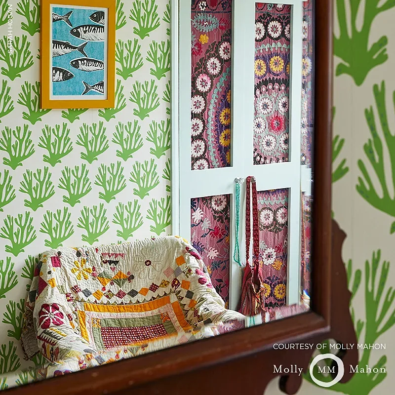 Coral GREEN Schumacher Wallpaper wallpaper - SKU 5011200