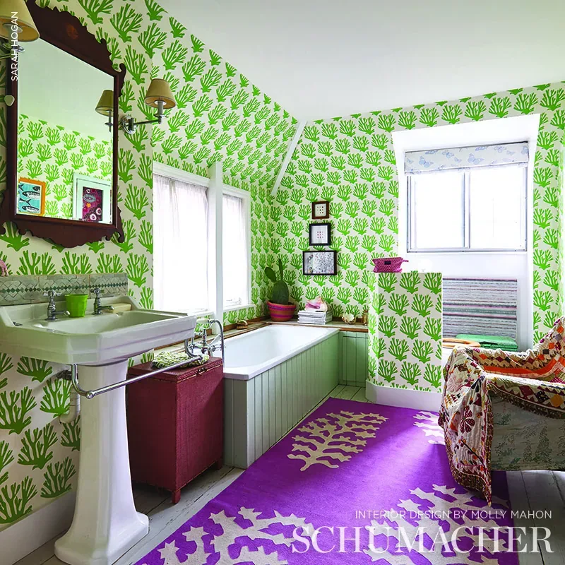 Coral GREEN Schumacher Wallpaper wallpaper - SKU 5011200