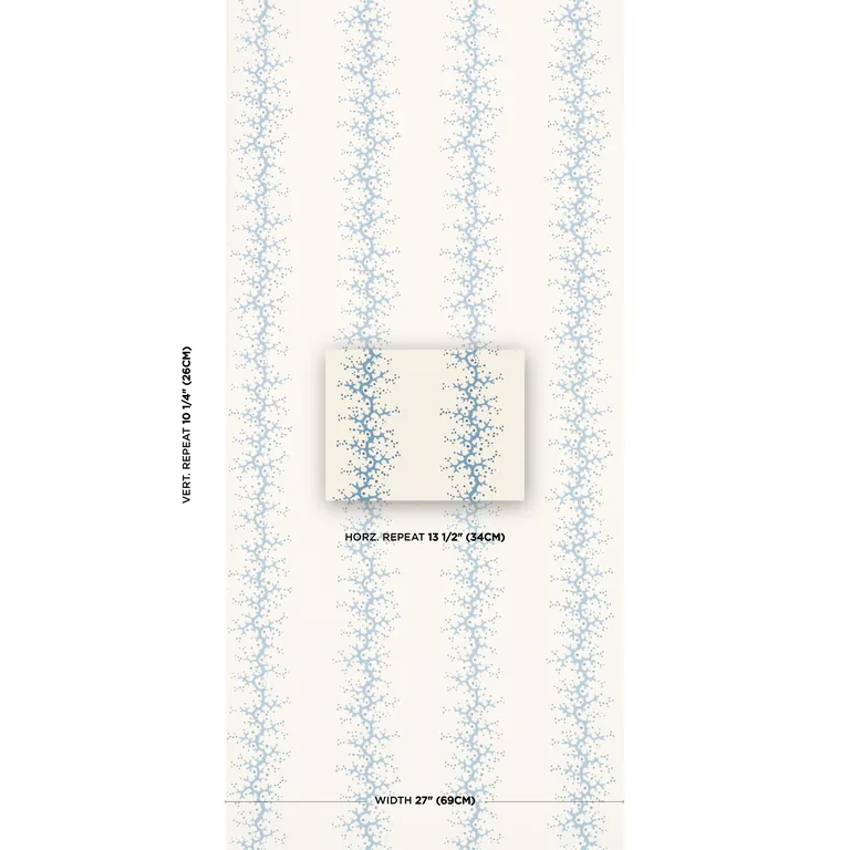 Schumacher CORAL STRIPE wallpaper, color BLUE, SKU 5016451