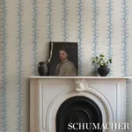CORAL STRIPE BLUE Schumacher Wallpaper wallpaper - SKU 5016451