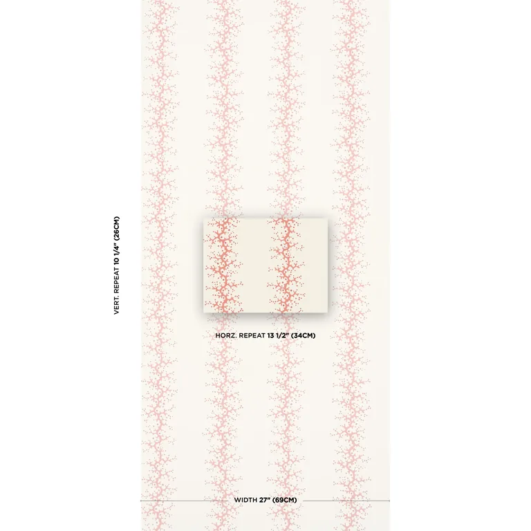 Schumacher CORAL STRIPE wallpaper, color CORAL, SKU 5016450