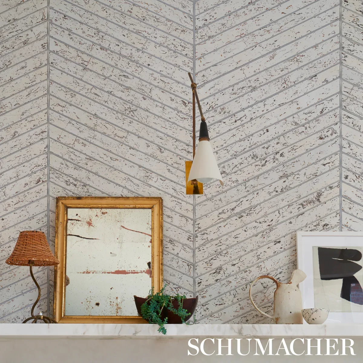 CORK HERRINGBONE - WHITE Schumacher Wallpaper | Wallpaper Tw CORK HERRINGBONE WHITE Schumacher Wallpaper wallpaper - SKU 5013010