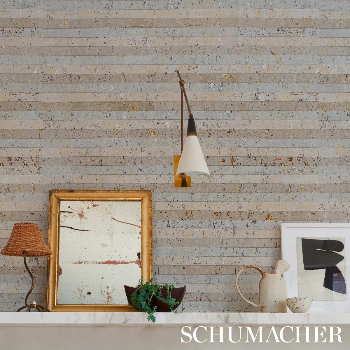 Cork Stripe - WHITE Schumacher Wallpaper | Wallpaper Twins Cork Stripe WHITE Schumacher Wallpaper wallpaper - SKU 5013000