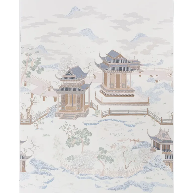 Schumacher COROMANDEL PANEL SET wallpaper, color ALABASTER, SKU 5014160