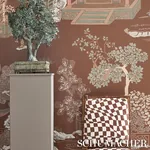 COROMANDEL PANEL SET - CINNABAR Schumacher Wallpaper | Wallp COROMANDEL PANEL SET CINNABAR Schumacher Wallpaper wallpaper - SKU 5014161