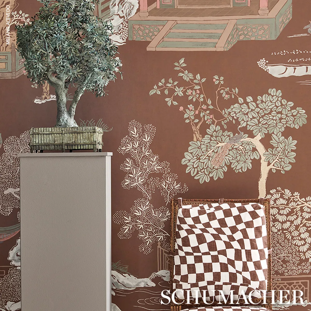 COROMANDEL PANEL SET - CINNABAR Schumacher Wallpaper | Wallp COROMANDEL PANEL SET CINNABAR Schumacher Wallpaper wallpaper - SKU 5014161