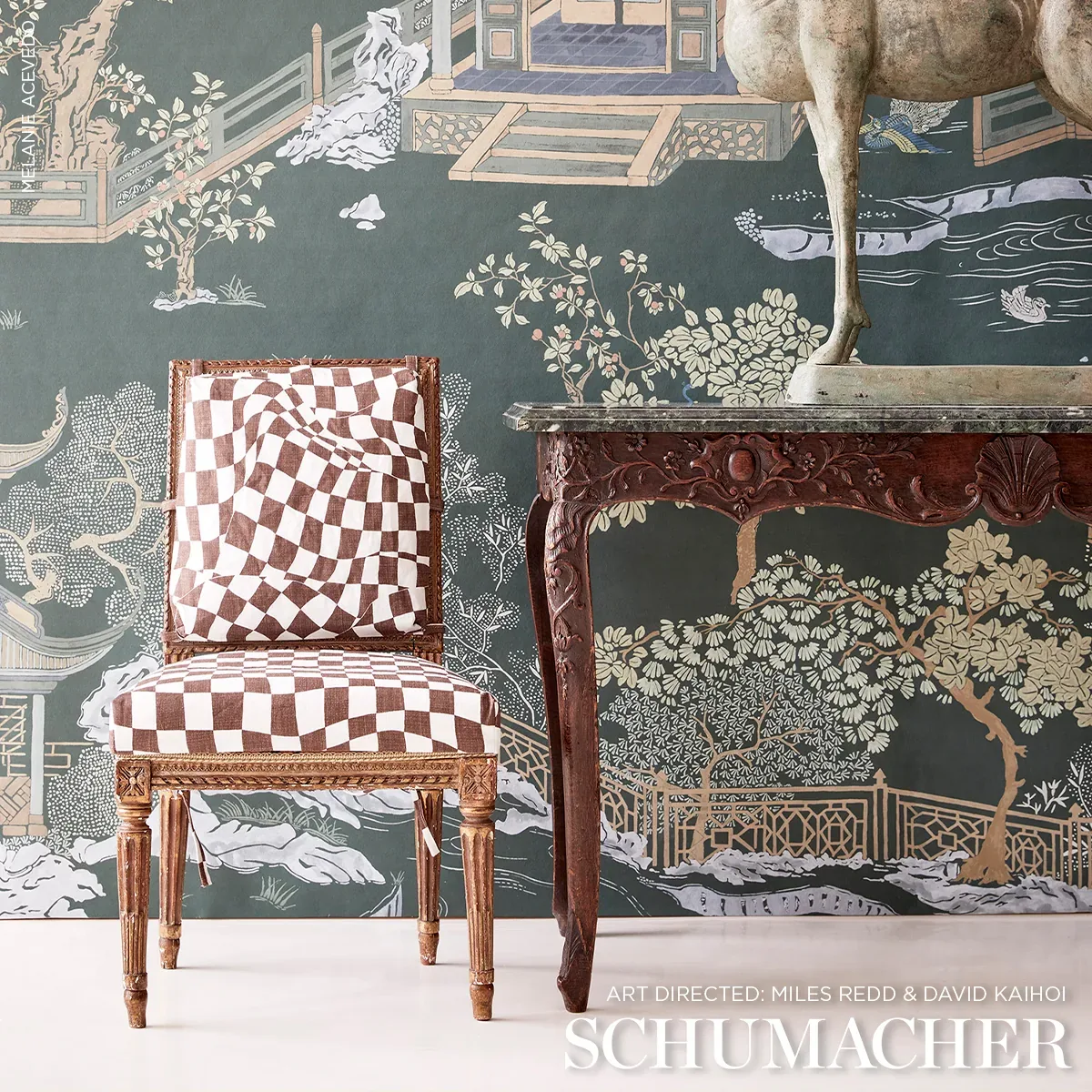 COROMANDEL PANEL SET - MIDNIGHT GREEN Schumacher Wallpaper | COROMANDEL PANEL SET MIDNIGHT GREEN Schumacher Wallpaper wallpaper - SKU 5014162